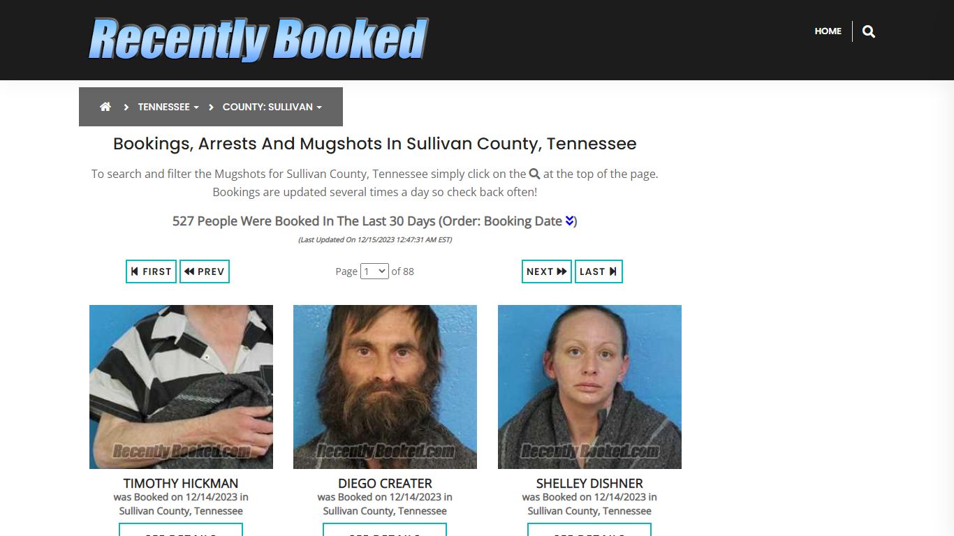 Bookings, Arrests and Mugshots in Sullivan County, Tennessee