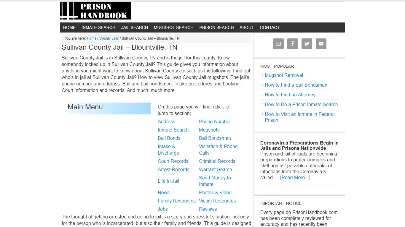 Sullivan County Jail – Blountville, TN - Prison Handbook